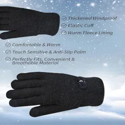 hoc Solid, Self Design Winter Women Gloves image 5