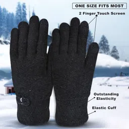 hoc Solid, Self Design Winter Women Gloves image 4