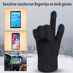 hoc Solid, Self Design Winter Women Gloves image 3