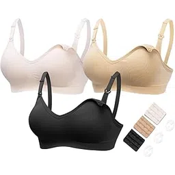 hofish Women's Push up Deep V Nursing Bras 3PACK Black,Pink,Beige S-picture-20