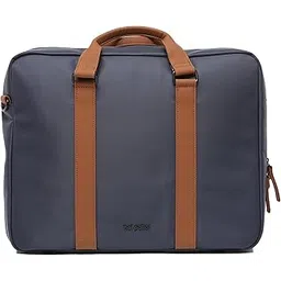 hoi polloi BEESLY 13.23L Unisex Messenger Laptop Bag for Men & Women | Stylish Office Shoulder Bag | Water-Resistant Work & Travel Bag with Laptop Compartment | Blue & Tan-picture-50