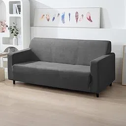 HOKIPO 200 GSM Premium Velvet Sofa Cover 3 Seater Fully Covered, Dark Grey (AR-4738-DGRY)-picture-33