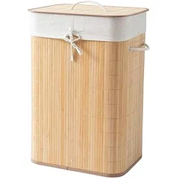 HOKIPO Eco-Friendly Foldable Bamboo Laundry Basket Hamper with Lid, Large - 81 Liter, Light Brown (AR1537)-picture-12