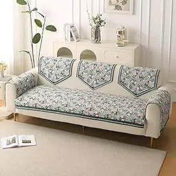 HOKIPO 'Florentina Series' Complete Sofa Cover Set (Seat+Back+Arm) for 3 Seater Sofa | Premium Holland Velvet Sofa Mat + Foam Filling + Anti-Slip Backing, Magnolia Green (IN-881+876 * 2+877 * 3-V1)-picture-40