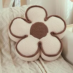 HOKIPO Flower Decorative Throw Pillow for Bed Couch Sofa Plush Aesthetic Cushion for Home Décor, Soft Beige (AR-5924-BGE)-picture-31