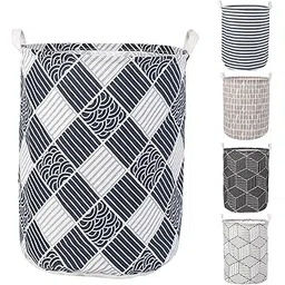 HOKIPO Folding Laundry Basket For Clothes Large 43 Ltr (Ar2542)(Cotton, Dark Blue), 13.78 Inch, 35 cm, 45 cm-picture-17
