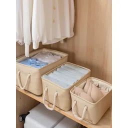 HOKIPO 2 Pcs Beige Jute Eco-Friendly Foldable Storage Organizer image 3