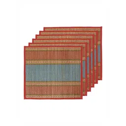 HOKIPO 6Pcs Red & Blue Patterned Floor Mats-picture-30