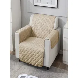 HOKIPO Beige 100 GSM Quilted 1 Seater Sofa Cover-picture-16