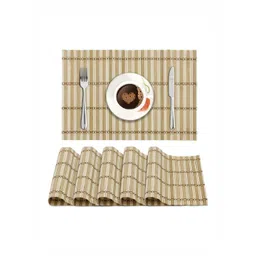 HOKIPO Beige & Brown 6 Pieces Water-Resistant Rectangular Table Placemats-picture-28