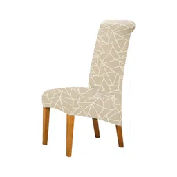 HOKIPO Beige Printed 140 GSM High Back Dining Chair Covers-picture-20