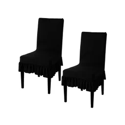 HOKIPO Black 4 Pieces Streachable Frill Chair Cover-picture-21