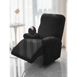 HOKIPO Black Solid 1 seater Polyester Recliner Sofa Cover-picture-18