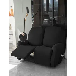 HOKIPO Black Solid 2 seater Polyester Recliner Sofa Cover-picture-20