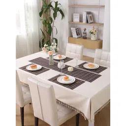 HOKIPO Blue & Red 5 Pcs Geometric Textured Rectangle Table Linen Set-picture-19