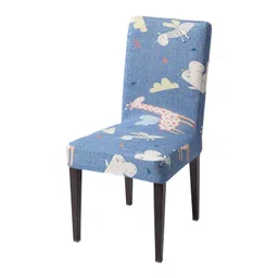 HOKIPO Blue & White Printed Stretchable Chair Cover-picture-22