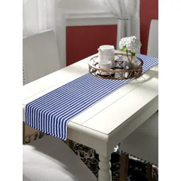 HOKIPO Blue Cotton Striped 4 Seater Table Runner-picture-41