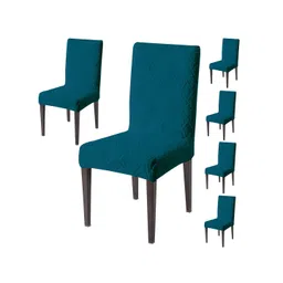 HOKIPO Brown 6 Pieces 190 GSM Textured Jacquard Stretchable Chair Cover-picture-16