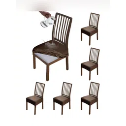 HOKIPO Brown 6 Pieces Waterproof Stretchable Chair Seat Covers-picture-17