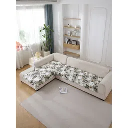 HOKIPO Brown Floral Printed Waterproof 3 Seater & 2 Seater L Shaped Sofa Cover-picture-28