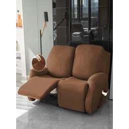 HOKIPO Brown Solid 2 seater Polyester Recliner Sofa Cover-picture-10