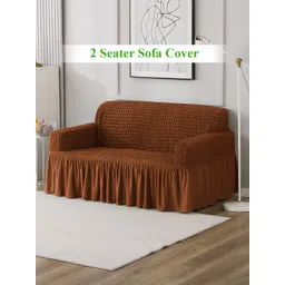 HOKIPO Brown Solid 2 seater Polyester Sofa Cover image 1