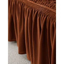 HOKIPO Brown Solid 2 seater Polyester Sofa Cover image 2