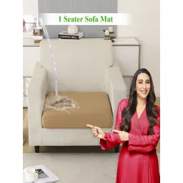 HOKIPO Camel Brown Solid Waterproof Polyester 1 Seater Sofa Seat Cover-picture-23