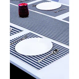 HOKIPO Cotton Ribbed Washable 7 Pieces Table Mats with Runner-picture-18