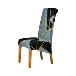 HOKIPO Green & Black Geometric Printed 140 GSM Stretchable Chair Cover-picture-36