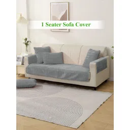 HOKIPO Grey 3 Pieces Self Design 1 Seater Seat Mat With Arms-picture-34