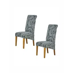 HOKIPO Grey & Black 2 Pieces Printed 140 GSM Long Back Dining Chair Covers-picture-25