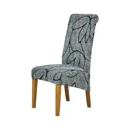 HOKIPO Grey & Black Printed Suitable Chair Cover image 1