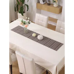 HOKIPO Grey & Brown Geometric Printed Dining Table Runner-picture-15