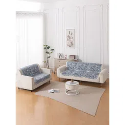 HOKIPO Grey & White 4 Pieces Printed Sofa Covers-picture-30