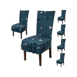 HOKIPO Grey & White 6 Pieces Frill Stretchable Dining Chair Covers-picture-35