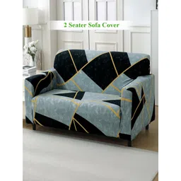 HOKIPO Grey & Yellow 2 seater Printed Polyester Sofa Cover-picture-38