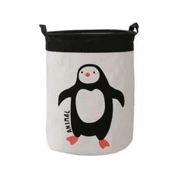 HOKIPO Kids White & Black Penguin Printed Laundry Basket For Clothes-picture-11