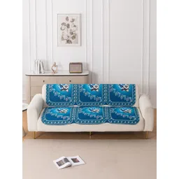 HOKIPO LoomVerse Blue & White 2 Pieces Printed 3 Seater Sofa Covers-picture-21