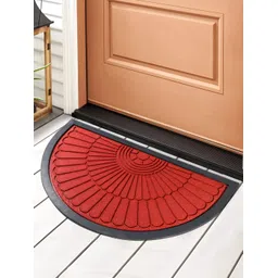 HOKIPO Red Textured Semi Circle Shaped Anti-Skid Doormat-picture-25