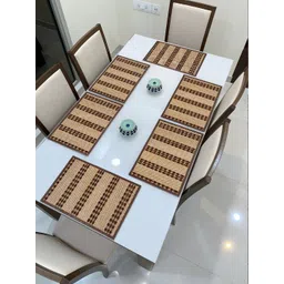 HOKIPO Set Of 6 Brown & Beige Heat Resistant Wooden Table Placemats-picture-33