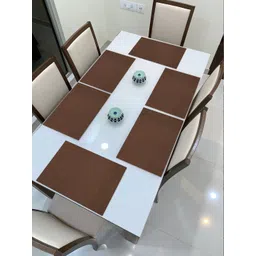 HOKIPO Set of 6 Brown Solid Table Placemats-picture-32