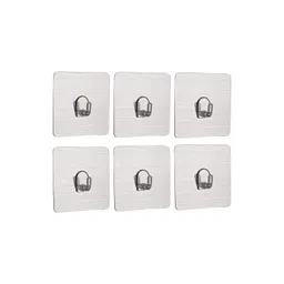 HOKIPO Silver Toned 6 Pieces Wall Adhesive Hooks-picture-10