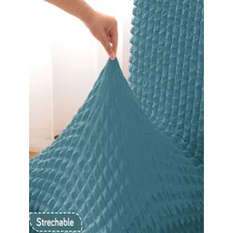 HOKIPO Teal Green 6 Pieces Self Design Chair Covers image 5