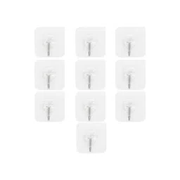 HOKIPO Transparent & Silver Toned 10 Pieces Wall Adhesive Hooks-picture-37