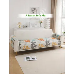 HOKIPO White & Black 3 Pieces Printed Quilted 2 Seater Sofa Cover With Arms & Pockets-picture-18