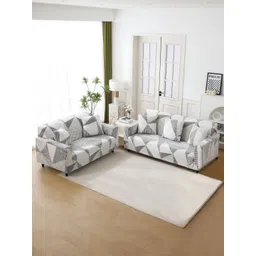 HOKIPO White & Black Printed Polyester 1 Piece Sofa Cover-picture-37