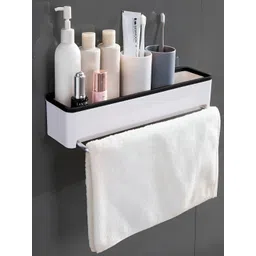HOKIPO White & Black Solid Plastic Bathroom Caddy-picture-18