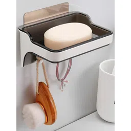 HOKIPO White & Brown Solid Plastic Soap Dish-picture-20