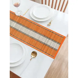 HOKIPO White & Orange Geometric Rectangular Table Runner-picture-15